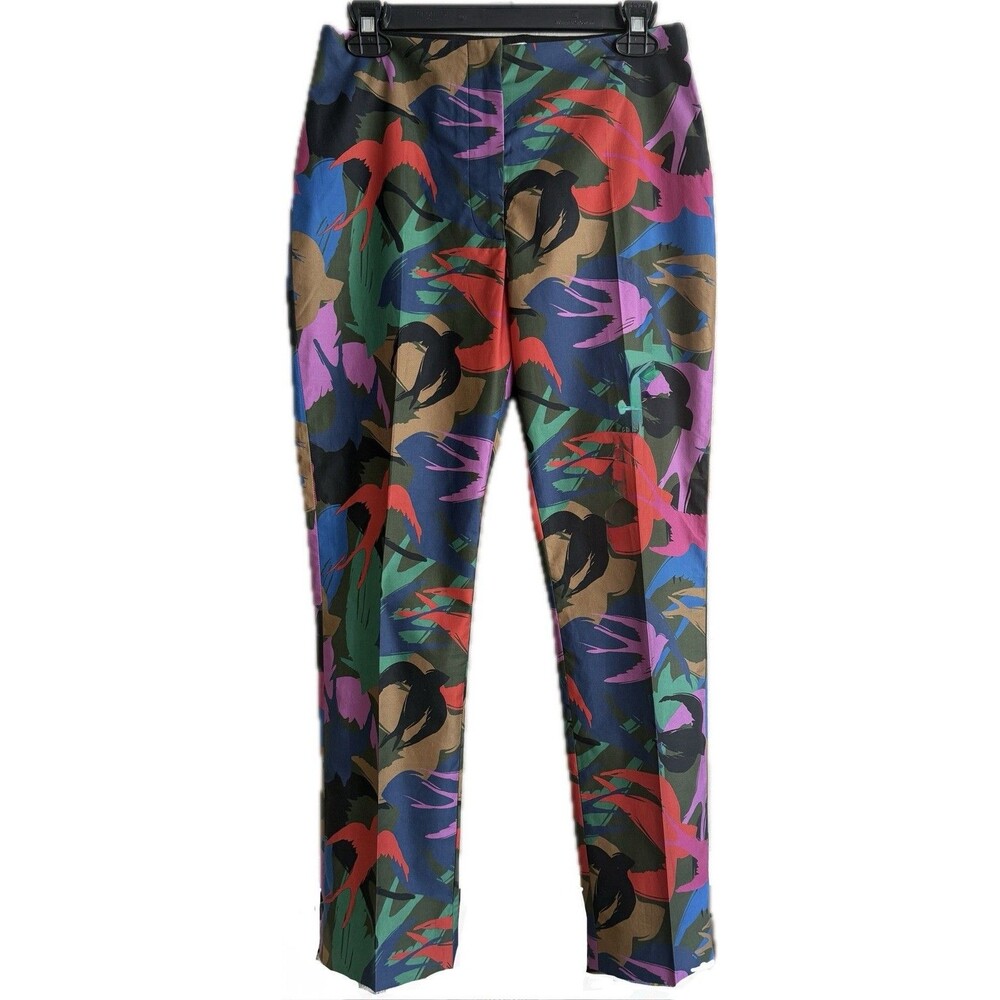 Sonia Rykiel Paris Womens Birds All Over Print Pants Size 36 French, 100% Cotton